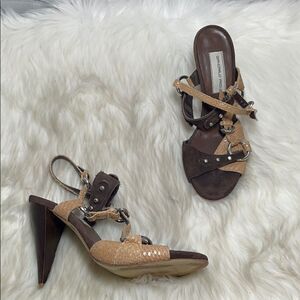 Giancarlo Paoli Suede/Snakeskin Heels Sz 37/6.5